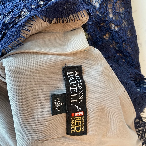 Navy Adrianna Papell lace dress, size 4 - Picture 4 of 4